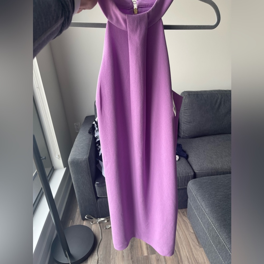 Trina Turk halter dress in lilac.